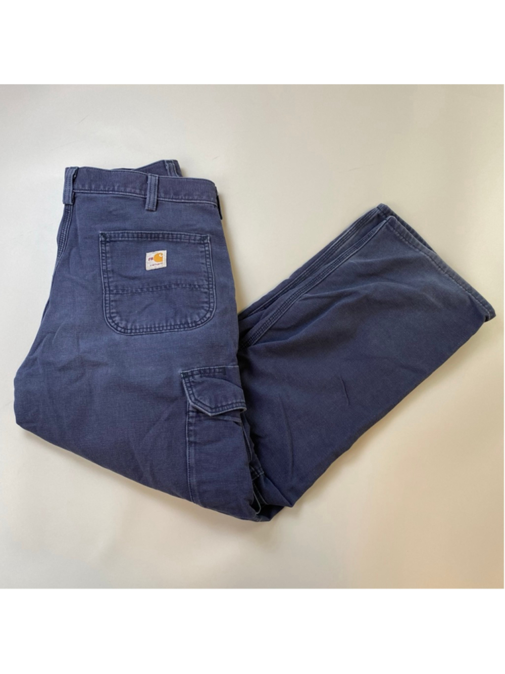 Carhartt Flame Resistant Pants Cargo Blue 34 x 30 CAT 2 Workwear Utility Flaws